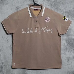 Kappa Polo Mens XL Tan Les Voiles de Saint Tropez Nautical Sailing Preppy Y2K